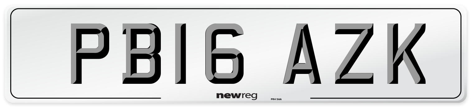 PB16 AZK Number Plate from New Reg
